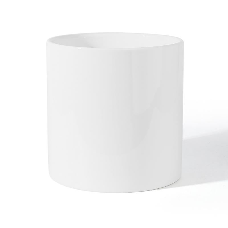 Cylinder Glazed White Ceramic Planter